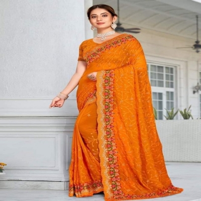 Picture of Georgette High Quality Embroidery Stylish Sharee ( S-138 )