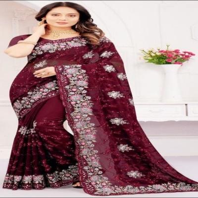 Picture of Georgette High Quality Embroidery Stylish Sharee ( S-144)