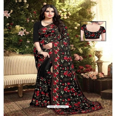 Picture of Georgette High Quality Embroidery Stylish Sharee ( S-145 )