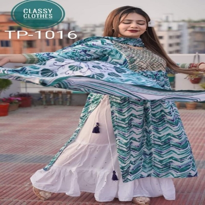 Picture of New exclusive Rangdhonu designed VIP Linen Amburtari Les Work 3 Piece For Stylish Women/Girls[bk-14]