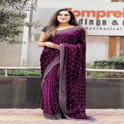 Picture of Georgette High Quality Embroidery Stylish Sharee (SS-112)