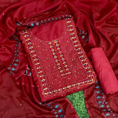 Picture of Embroidery & Stone Work Georgette Kameez Four Peace (GRS-134)