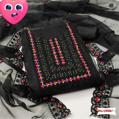 Picture of Embroidery & Stone Work Georgette Kameez Four Peace (GRS-133)