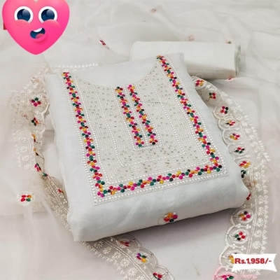 Picture of Embroidery & Stone Work Georgette Kameez Four Peace (GRS-129)