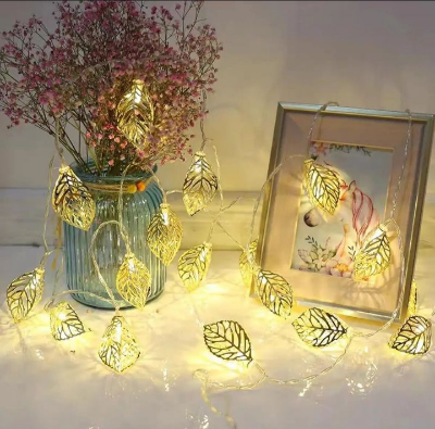 Buy  Leaf metal fairy light Golden colour 3D leaf shape current driven set.    at Best Prices in Bangladesh
