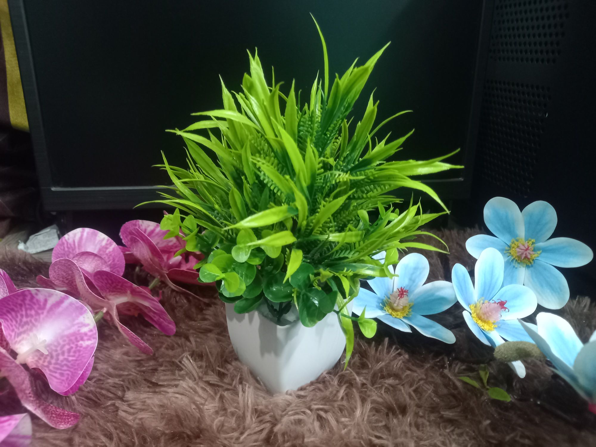 Buy   Artificial Rubber plant with Grass,Tree branches Realistic with Vase.   at Best Prices in Bangladesh