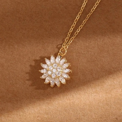 Buy 925 Sterling Golden Spinning Crystal Sunflower Fidget Necklace  at Best Prices in Bangladesh
