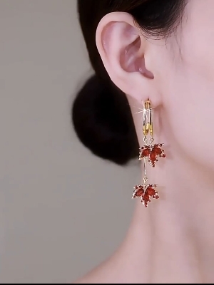 Buy Fashion Red Maple Leaf Gold Plated Ear Hoop Earring  at Best Prices in Bangladesh
