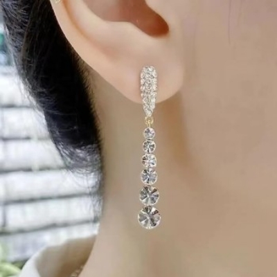 Buy 2025 New Inlaid Zircon Long Tassel Gold Colour Earrings For Women at Best Prices in Bangladesh
