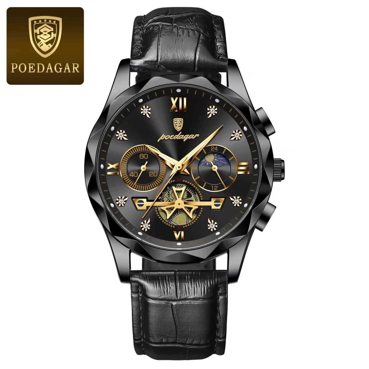 Picture of Poedagar Royal Emerald Prestige Timepiece with Diamond Hour Markers