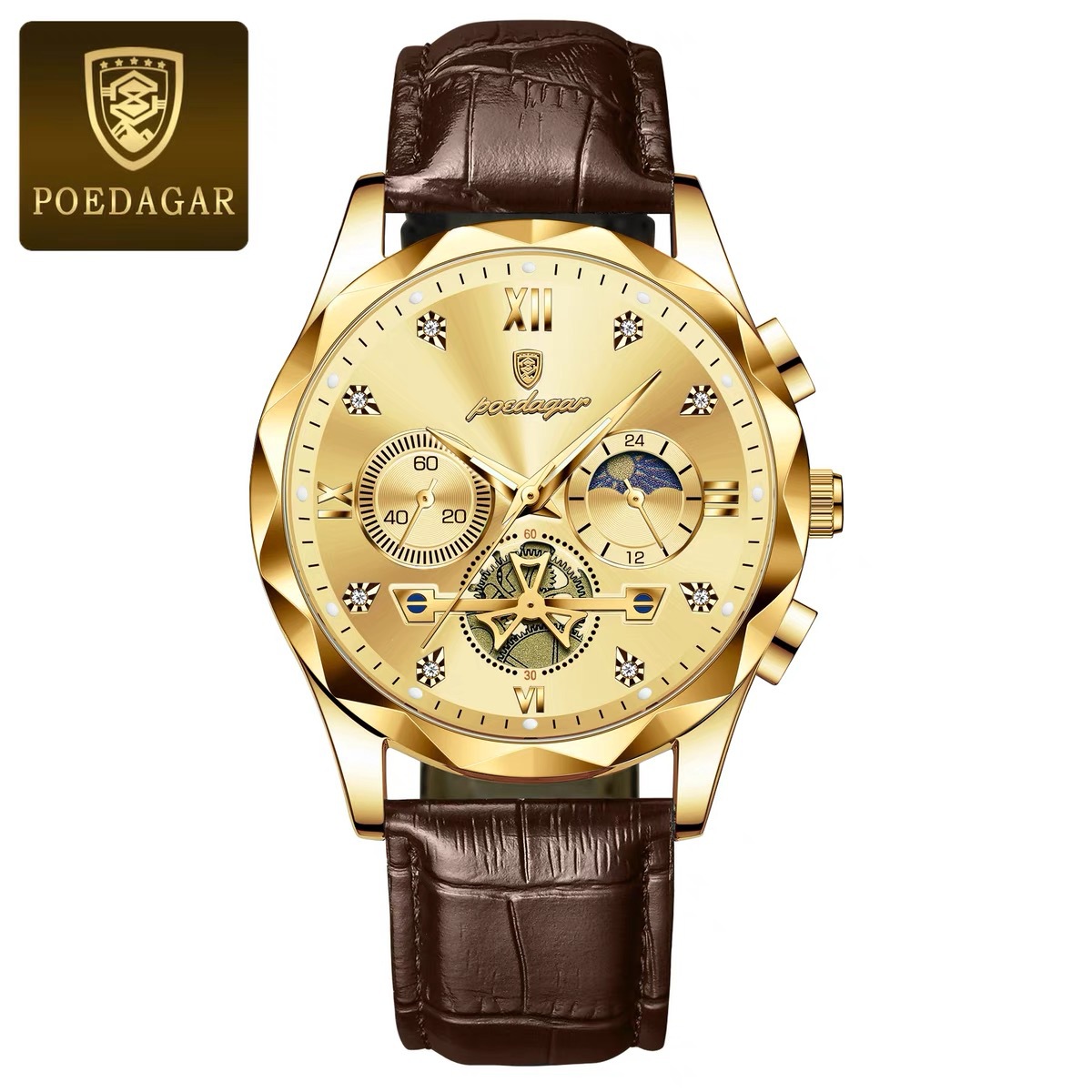 Picture of Poedagar Royal Emerald Prestige Timepiece with Diamond Hour Markers