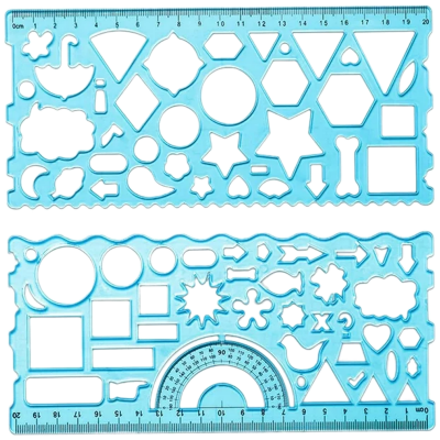 Buy 2-pieces-multifunctional-geometric-ruler-plastic-drawing-ruler-transparent-multipurpose-drawing-kids-drawing-template-measuring-tool-design-ruler-for-office-art-studio-school at Best Prices in Bangladesh