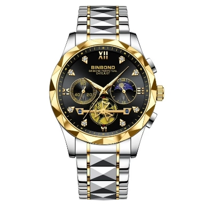 Buy BINBOND B1236 Brand Fashion Tourbillon Dial Quartz Watches Men’s Luxury Stainless Steel + Free Chain Cutter & Battery at Best Price In Bangladesh