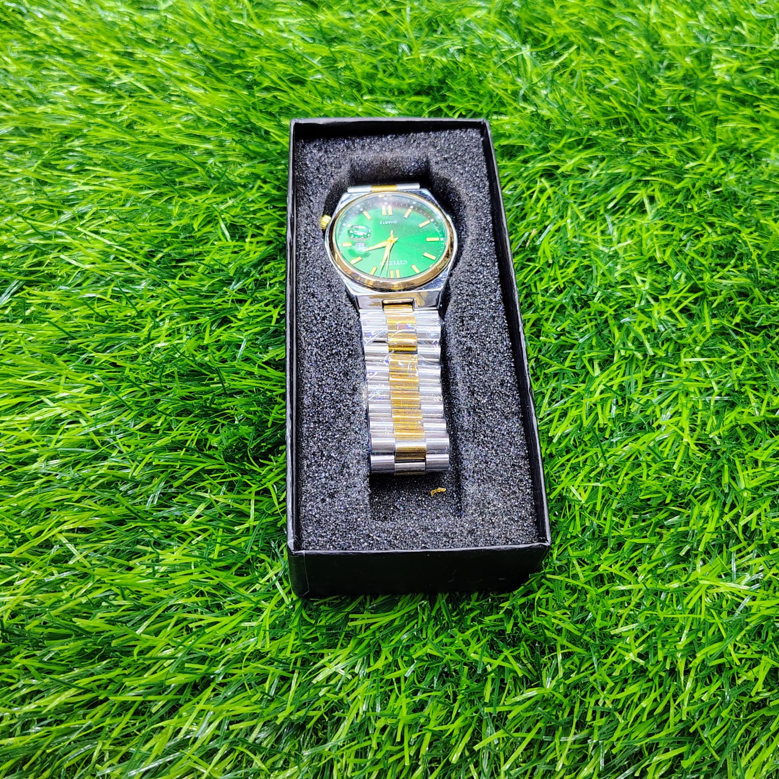Buy Citizen Watch Silver & Golden Chain with Green Display at Best Price In Bangladesh