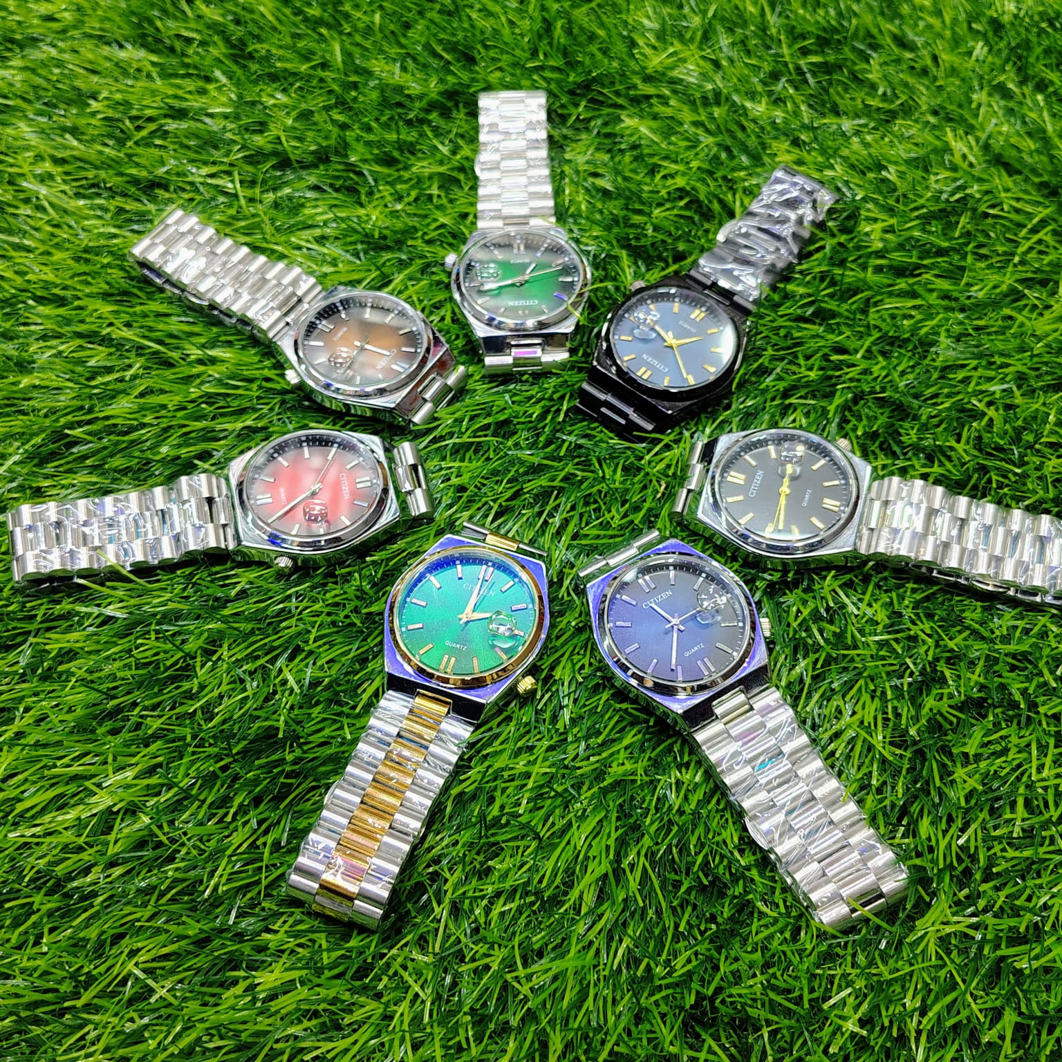 Buy Citizen Watch Silver & Golden Chain with Green Display at Best Price In Bangladesh