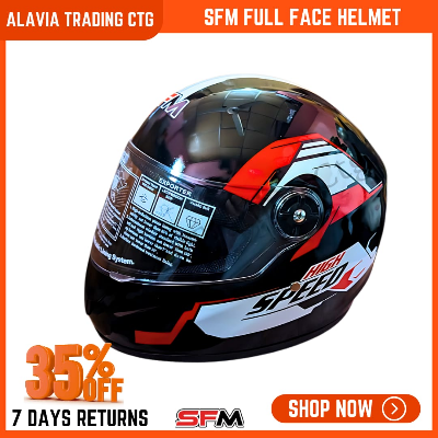 BuyOpen Face Stylish Leather Bike Helmet With Visor For Men And Women - Black & BluFull Face Bike Helmet SFM High Speed in Black and White Graphics - Easy To use and Clean, A Unique Choice For Bikerse Best Prices in Bangladesh