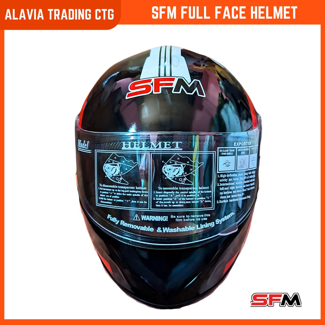 BuyOpen Face Stylish Leather Bike Helmet With Visor For Men And Women - Black & BluFull Face Bike Helmet SFM High Speed in Black and White Graphics - Easy To use and Clean, A Unique Choice For Bikerse Best Prices in Bangladesh