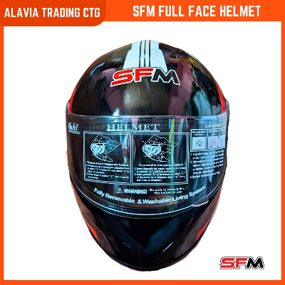 BuyOpen Face Stylish Leather Bike Helmet With Visor For Men And Women - Black & BluFull Face Bike Helmet SFM High Speed in Black and White Graphics - Easy To use and Clean, A Unique Choice For Bikerse Best Prices in Bangladesh