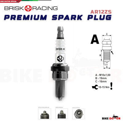 BRISK AR12ZS Multispark Premium Spark Plug for High End Motorcycle Long Thread 19 X 16 mm 1 Piece (Made in Czech Republic)