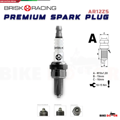 BRISK AR12ZS Multispark Premium Spark Plug for High End Motorcycle Long Thread 19 X 16 mm 1 Piece (Made in Czech Republic)