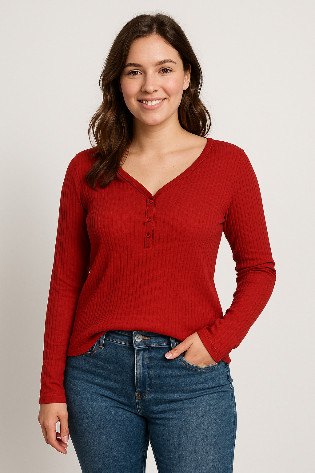 Picture of Winner Ladies Long Sleeve T-Shirt Red