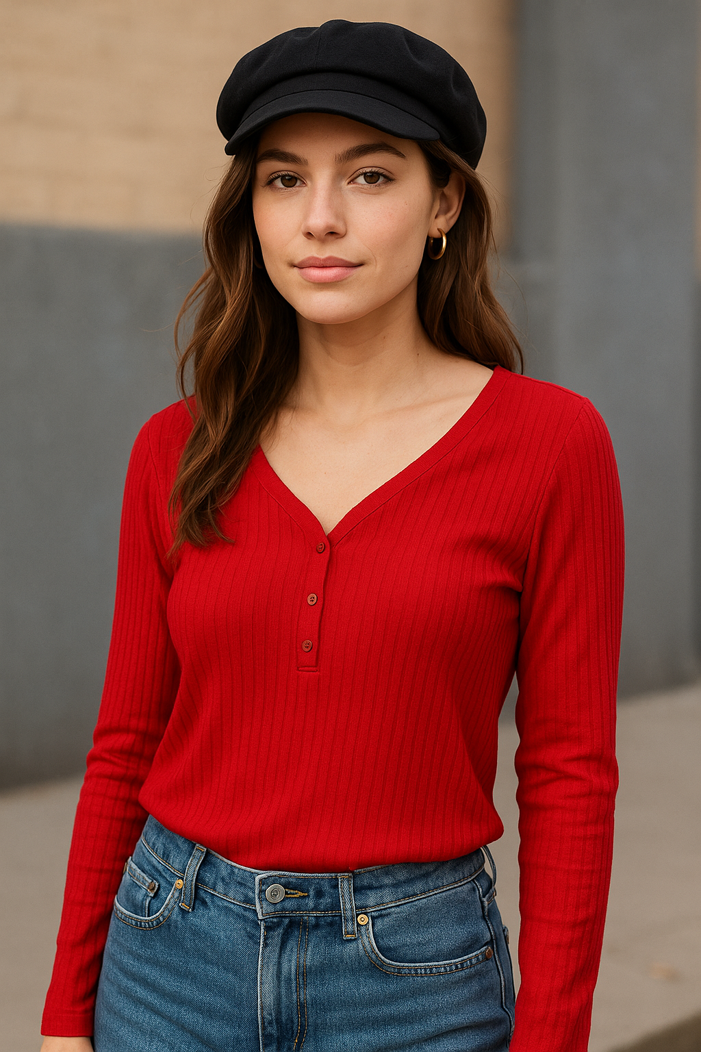 Picture of Winner Ladies Long Sleeve T-Shirt Red