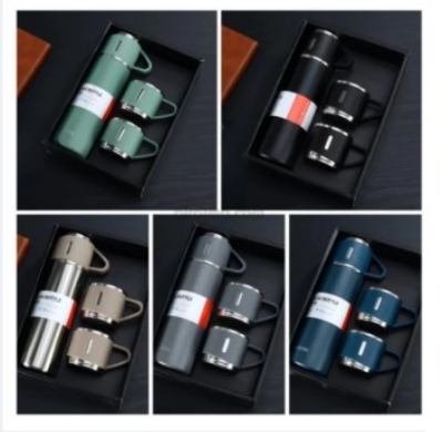 Buy    Steel Vacuum Flask Set with 3 Steel Cups Combo- 500ml with Gift Box- Keeps HOT/Cold Ideal Gift for Any Especially Birthday Gift Return Gift Also- Housewarming   at Best Prices in Bangladesh