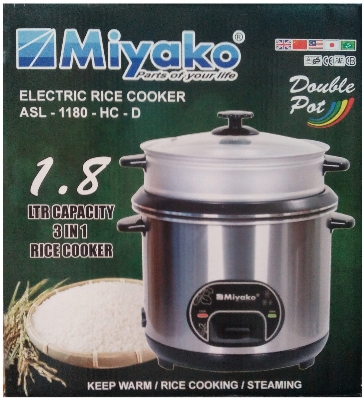 Buy Miyako 1.8 LTR Double Pot Rice Cooker ASL-1180-HC-D     at Best Prices in Bangladesh