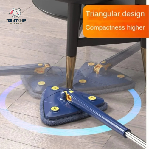 Picture of 360° Rotatable Adjustable Triangle Multifunctional Cleaning Mop Triangle Mop with Stainless Steel Long Handle Push-Pull Squeezing Cleaning Mop for Floor Windows Ceiling