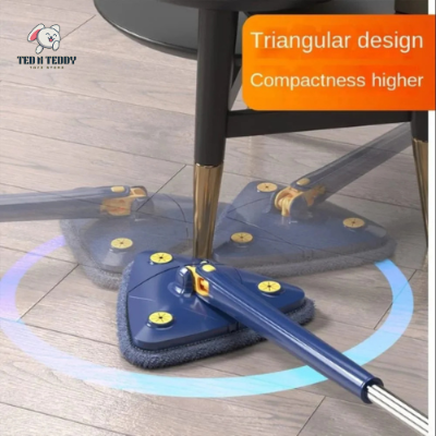 Picture of 360° Rotatable Adjustable Triangle Multifunctional Cleaning Mop Triangle Mop with Stainless Steel Long Handle Push-Pull Squeezing Cleaning Mop for Floor Windows Ceiling