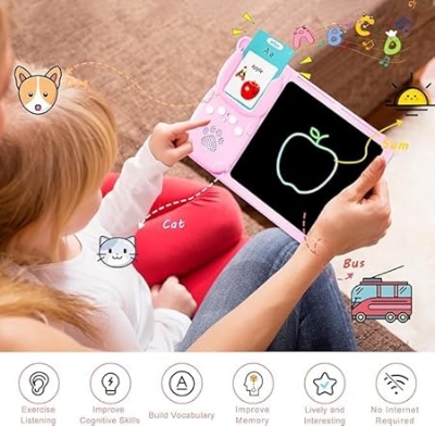 Picture of 2 in 1 Talking Flash Cards with LCD Writing Tablet for Kids, 224 Words Flash Cards for Kids, Speech Therapy Autism Toys, Educational Learning Toys Gifts for 3 4 5 6 Year Old