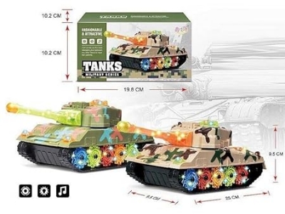 Picture of Gear Army Tank Toy | Battery Operated 360 Degree Rotatable Military Tank Toy | Mechanical Geared Tank with Flashing Light and Sound Toy | Ideal Gift for Kids - Multicolor