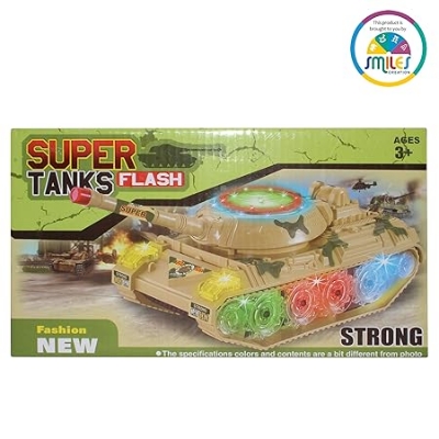 Picture of Gear Army Tank Toy | Battery Operated 360 Degree Rotatable Military Tank Toy | Mechanical Geared Tank with Flashing Light and Sound Toy | Ideal Gift for Kids - Multicolor