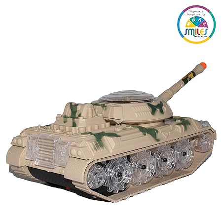 Picture of Gear Army Tank Toy | Battery Operated 360 Degree Rotatable Military Tank Toy | Mechanical Geared Tank with Flashing Light and Sound Toy | Ideal Gift for Kids - Multicolor