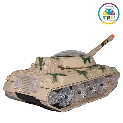 Picture of Gear Army Tank Toy | Battery Operated 360 Degree Rotatable Military Tank Toy | Mechanical Geared Tank with Flashing Light and Sound Toy | Ideal Gift for Kids - Multicolor