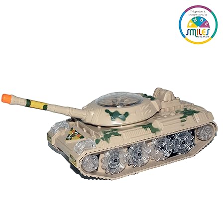 Picture of Gear Army Tank Toy | Battery Operated 360 Degree Rotatable Military Tank Toy | Mechanical Geared Tank with Flashing Light and Sound Toy | Ideal Gift for Kids - Multicolor