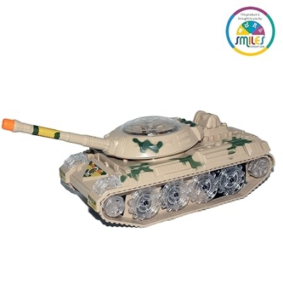 Picture of Gear Army Tank Toy | Battery Operated 360 Degree Rotatable Military Tank Toy | Mechanical Geared Tank with Flashing Light and Sound Toy | Ideal Gift for Kids - Multicolor
