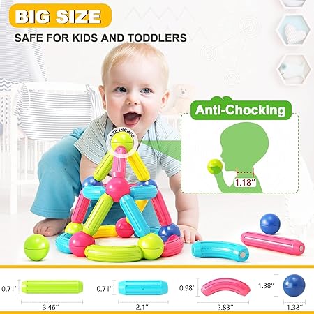 Picture of Learning Magnetic Sticks & Balls Building Blocks Kids Activities Toys for Toddlers, Educational Stem Learning Magnet Building Blocks,Kids Toys for 3+ 3 4 5 6 7 8 9 Years- Gift Sets (25 Piece)