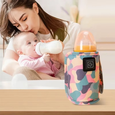 Picture of Portable Bottle Keep Warm, USB Travel Milk Heat Keeper, Baby Bottle Keep Warmer Feeding Bottle Thermostat for Home Outside in Car, Storage Cover Insulation Thermostat