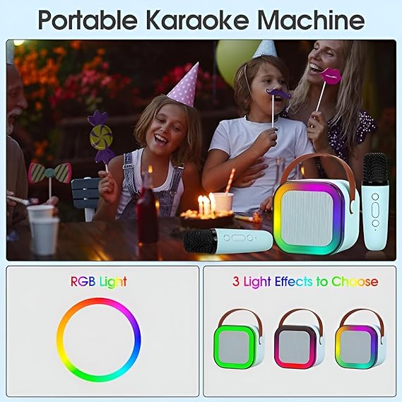 Picture of K12 Bluetooth Wireless Portable Speaker Multi-function Karaoke with 1-2 Microphone Music Player Karaoke Machine 1Speaker & 1 Pcs Microphone