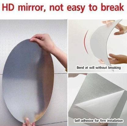 Picture of Oval Mirror Wall Stickers Hd Acrylic Waterproof Self-adhesive Wallpaper For Home Wall Decoration