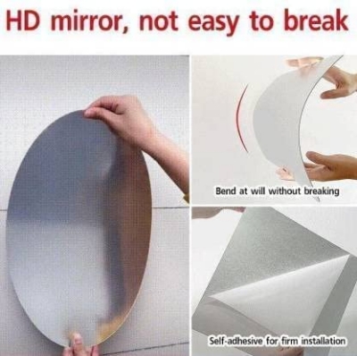 Picture of Oval Mirror Wall Stickers Hd Acrylic Waterproof Self-adhesive Wallpaper For Home Wall Decoration