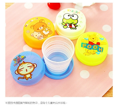 Picture of 2Pcs Creative Animal Cartoon Folding Cup Children Kids Portable ABS Retractable Cup Outdoor Travel Mug