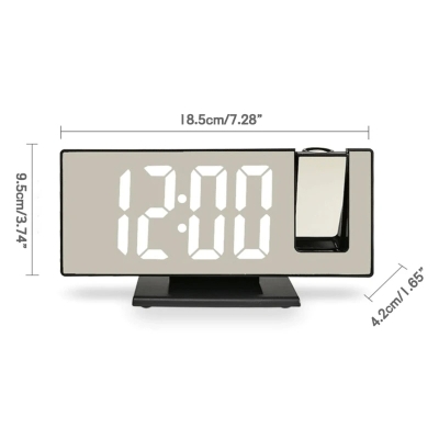 Picture of Digital Alarm Clock LED Large Mirror Display 180 ° Rotating Projector Electronic Clock