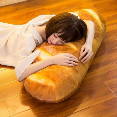 Picture of Bread Cushion Side Sleeping Pillow 3D Printing Butter Bread Plush Breakfast Pillows