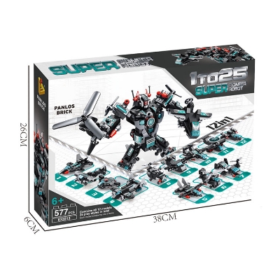 Picture of Preschool educational stem toy 577 pcs DIY super pioneer robot block 12 in 1 building blocks toy for kids