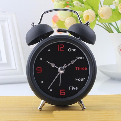 Picture of Twin Bell Alarm Clock-Black - Wall Clock