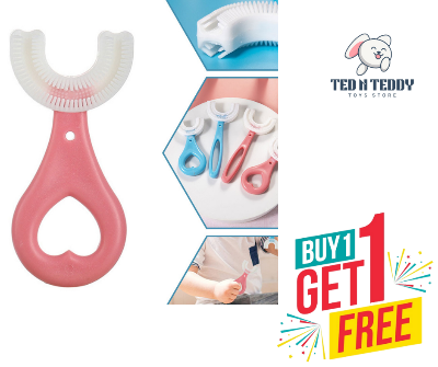 Picture of New Children Toothbrush U-Shape Baby Toothbrush With Handle Silicone Oral Care Cleaning Brush For Kids Supplies