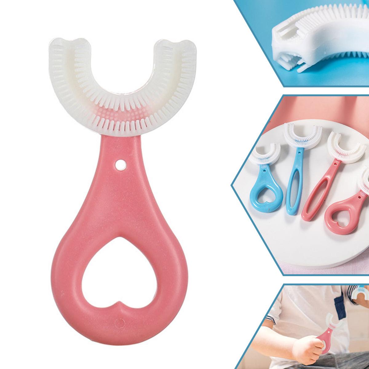 Picture of New Children Toothbrush U-Shape Baby Toothbrush With Handle Silicone Oral Care Cleaning Brush For Kids Supplies