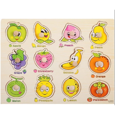 Picture of Children Montessori Educational Wooden Jigsaw Puzzle Toy Hand Grab Board Set- Fruits
